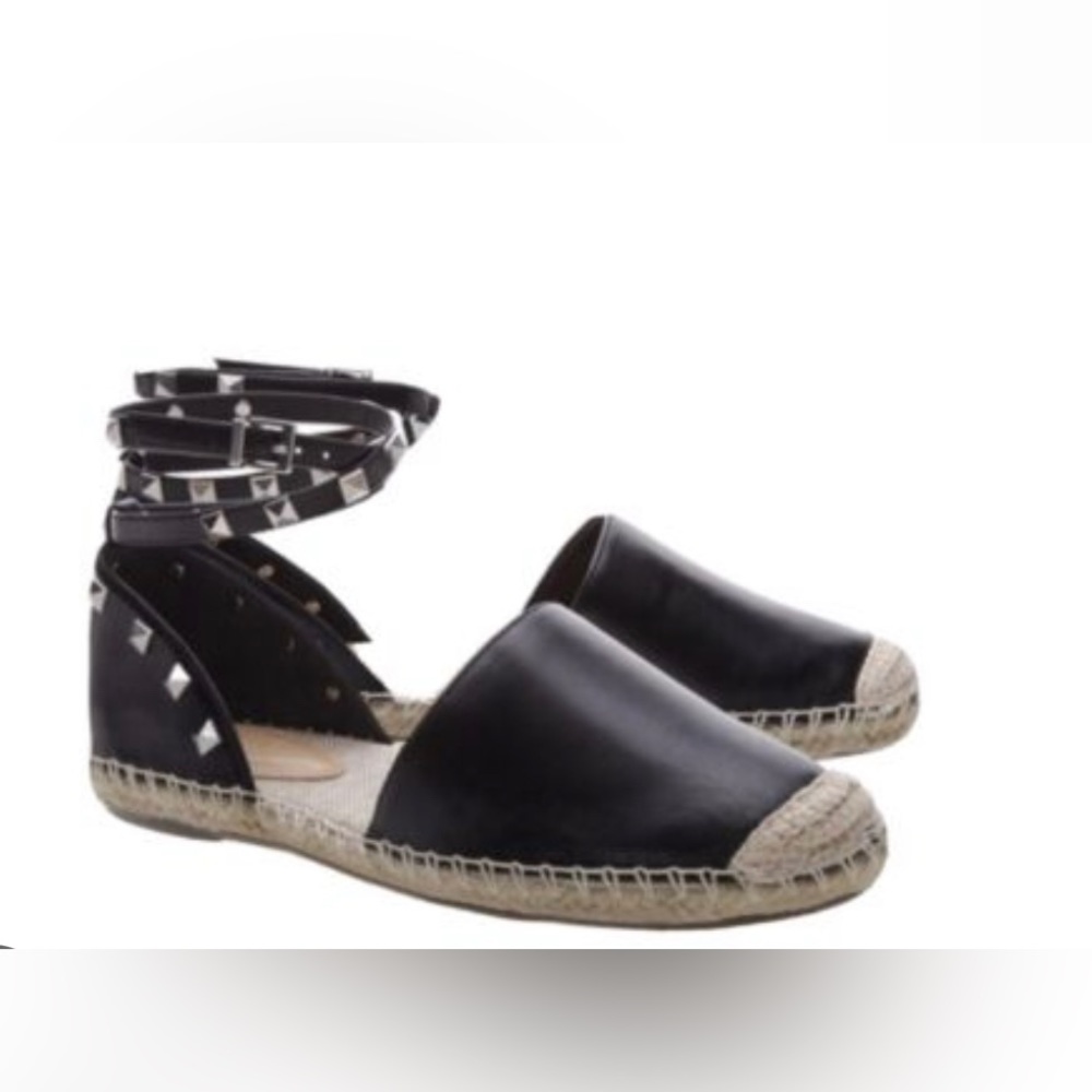 Schutz Koralina Studded Leather Espadrilles Size 6.5